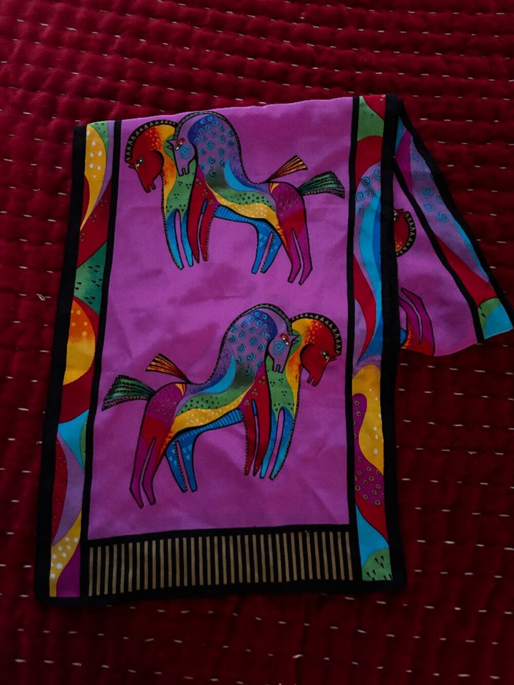 2 Laurel Burch Silk Scarves - horse theme - one price for the 2 scarves!